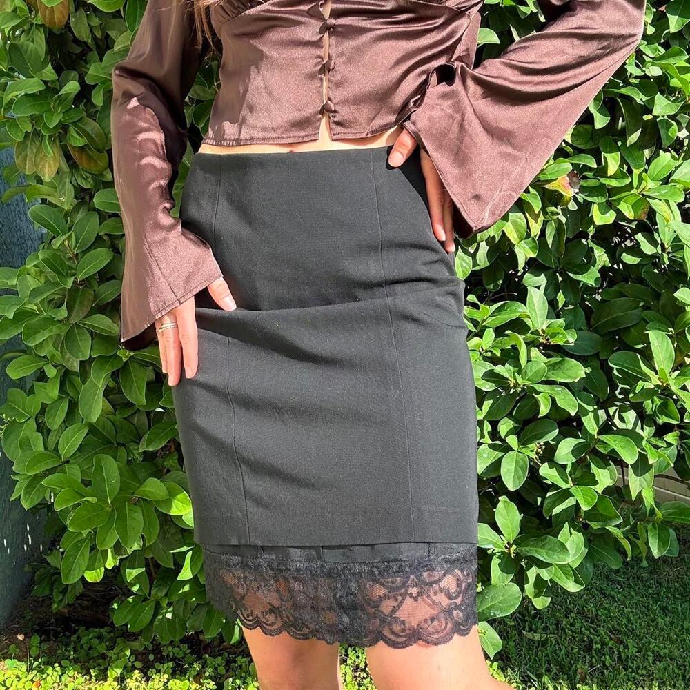 Black Lace Trim Skirt
